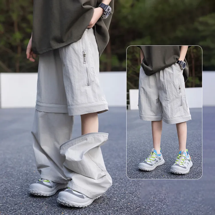 男童防蚊裤夏款三穿可拆卸短裤中大童2025新款夏季薄款速干休闲裤