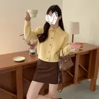 51260 韩系慵懒风百搭翻领毛衣开衫