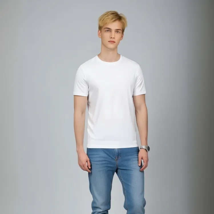 VBA YT006 夏装男士短袖T恤液氨匹马棉夏季纯棉男式T恤衫白色半袖