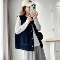 大码秋季新款复古圆领牛仔马甲女2025春秋显瘦休闲无袖背心外套女