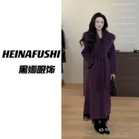 HEINA【财阀贵妇】狐狸毛翻领双面羊绒大衣5001