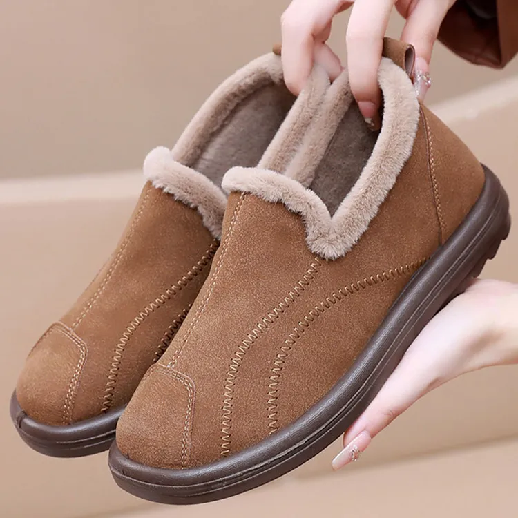 冬季老北京布鞋女棉鞋加绒保暖软底防滑轻便时尚一脚蹬舒适勃肯鞋