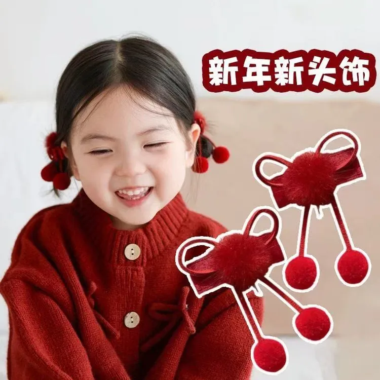 小宝宝可爱发饰儿童顶夹公主头饰2026秋冬毛球发夹女童蝴蝶结bb夹