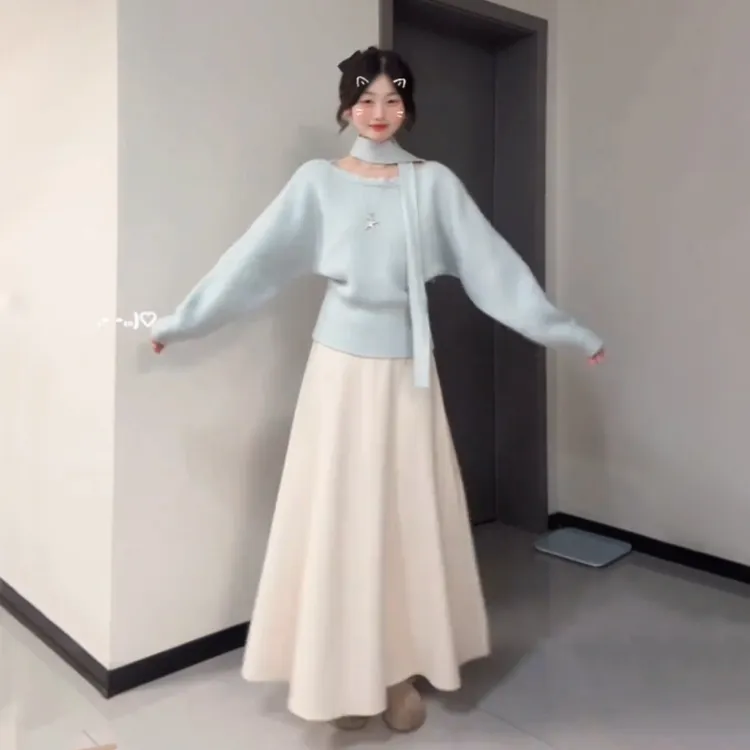 小个子半身连衣裙女2025新款秋冬季韩系高级感穿搭配一整套装长裙