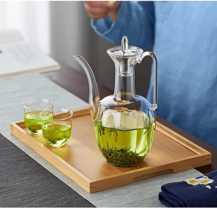 耐高温泡茶壶玻璃贵妃壶茶壶宋代绿茶专用泡茶器仿宋执壶中式茶具