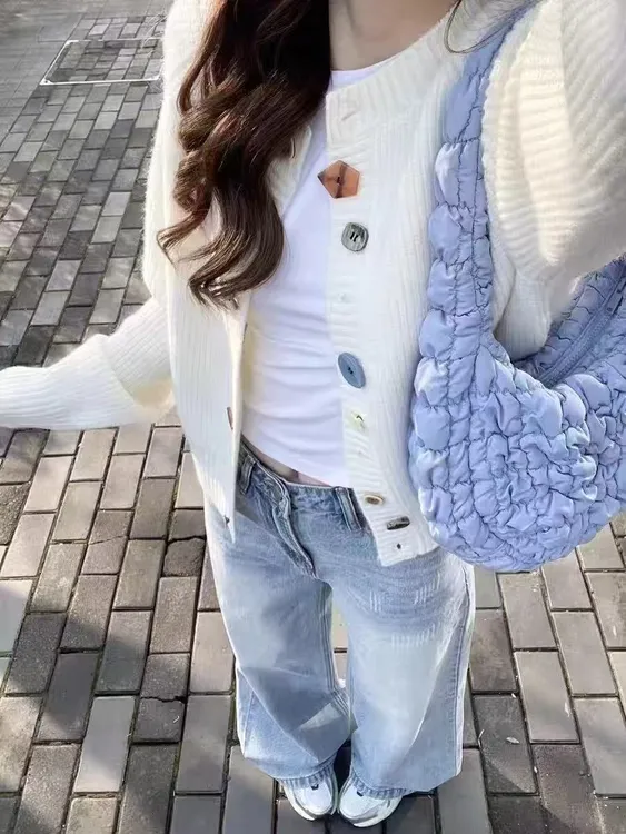 超软糯！彩色纽扣圆领毛衣外套女士2025春秋季新款慵懒风针织开衫