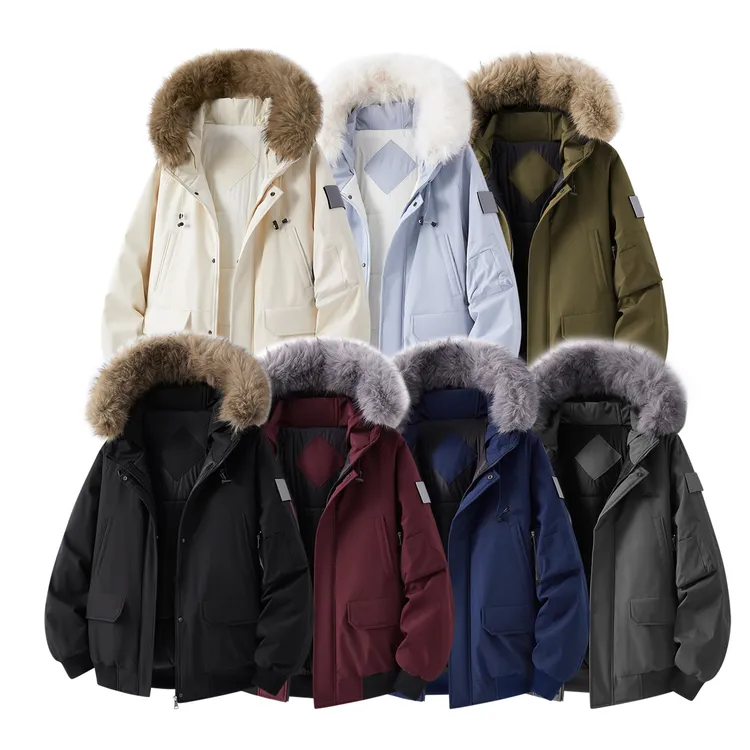 冬季情侣款可拆卸毛领/加厚棉服男女百搭休闲保暖派克座山雕外套