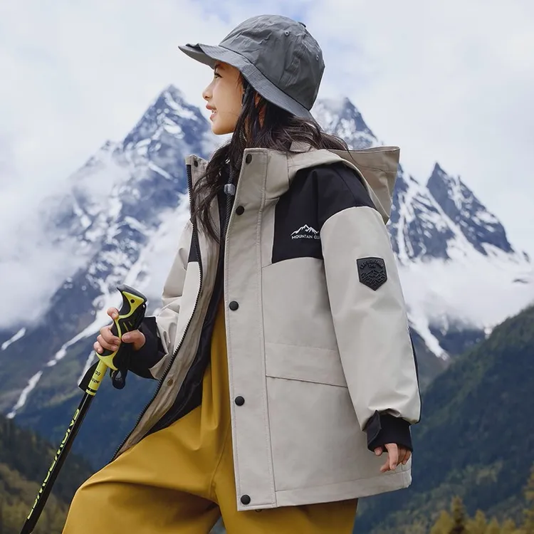 新款儿童羽绒服工装冲锋衣加厚款男女童冬季防风防雪户外防寒外套