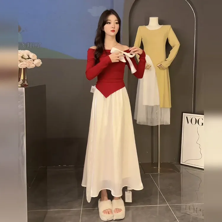 韩系独特绝美减龄漂亮洋气针织衫半身裙两件套装裙一整套初冬穿搭