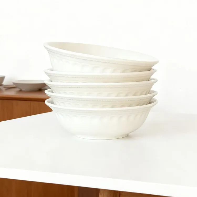 【瓷县令】6英寸纯雅大号浮光面碗沙拉碗斗碗纯白家用大碗加厚陶瓷