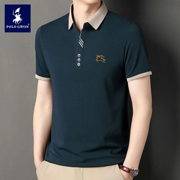 POLOGWON/保罗男士夏季polo衫商务休闲短袖t恤宽松薄款半袖上衣