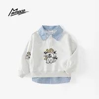 MOMOCO冬季男童潮流假两件印花小狗加绒长袖POLO衫77430237001