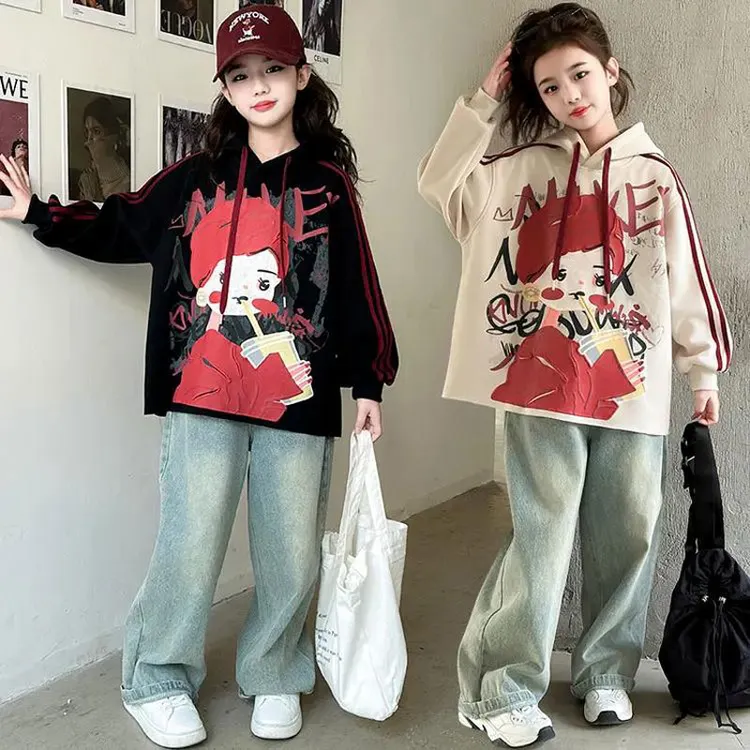 女童连帽卫衣春秋装2025新款女大童韩系穿搭衣服儿童外套女孩上衣