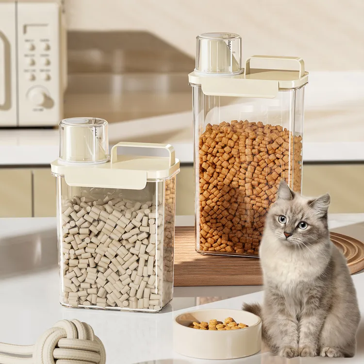 猫粮储存桶存放猫咪狗粮饲料密封防潮储粮宠物家用零食冻干收纳盒