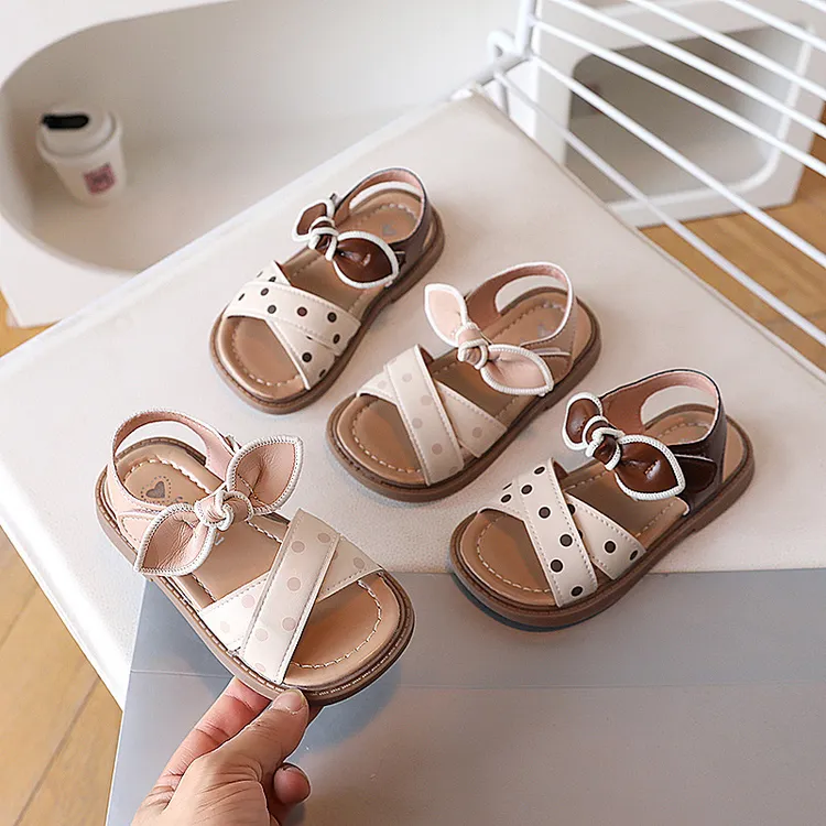儿童凉鞋2025夏季新款透气时尚圆点蝴蝶结女童公主凉鞋宝宝夏季鞋