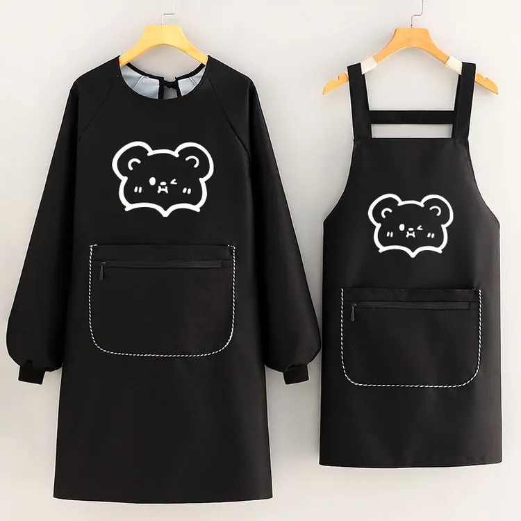 新款加厚双兜围裙家用厨房做饭防水防油污耐脏年轻男女上班工作服
