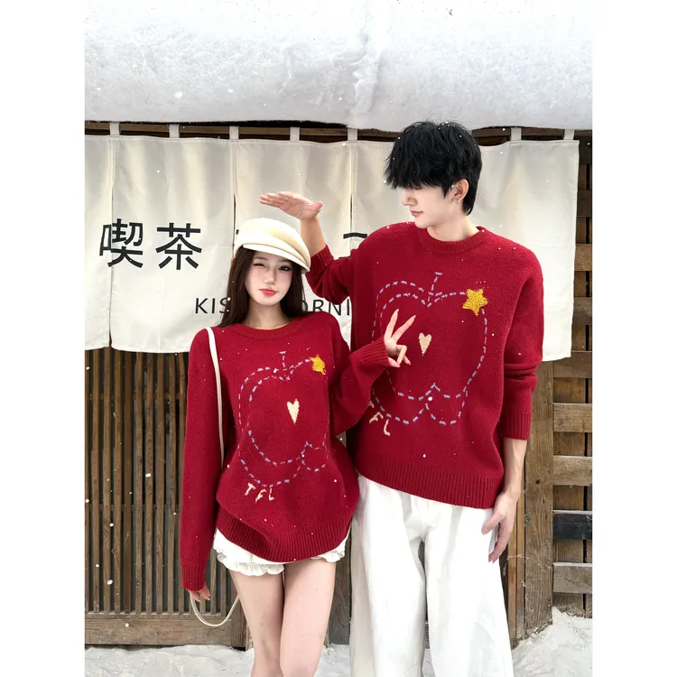 情侣装秋冬2025新款ins超火毛衣男女韩版宽松法式针织衫外套潮牌