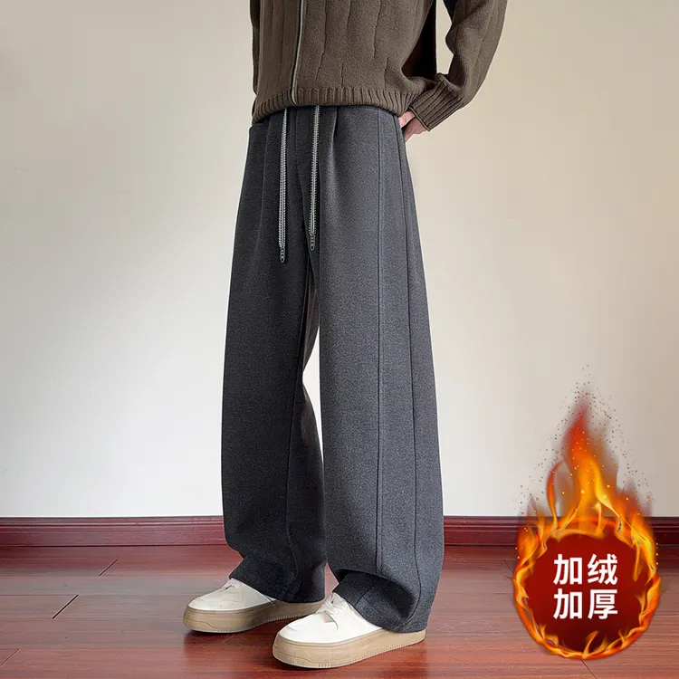 NINEDAO/玖岛秋冬款美式时尚潮流ins风直筒休闲裤男学生百搭卫裤