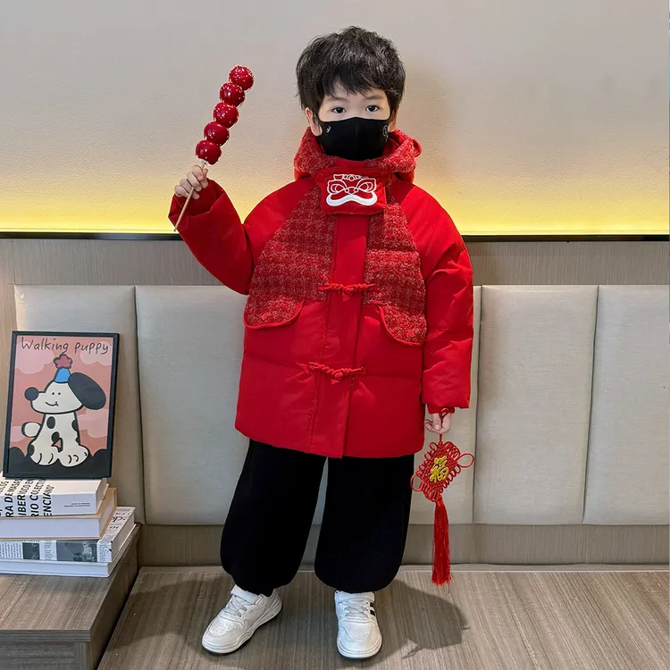 儿童冬装拜年服棉衣2025冬季新款男童保暖棉服棉袄宝宝过新年衣服