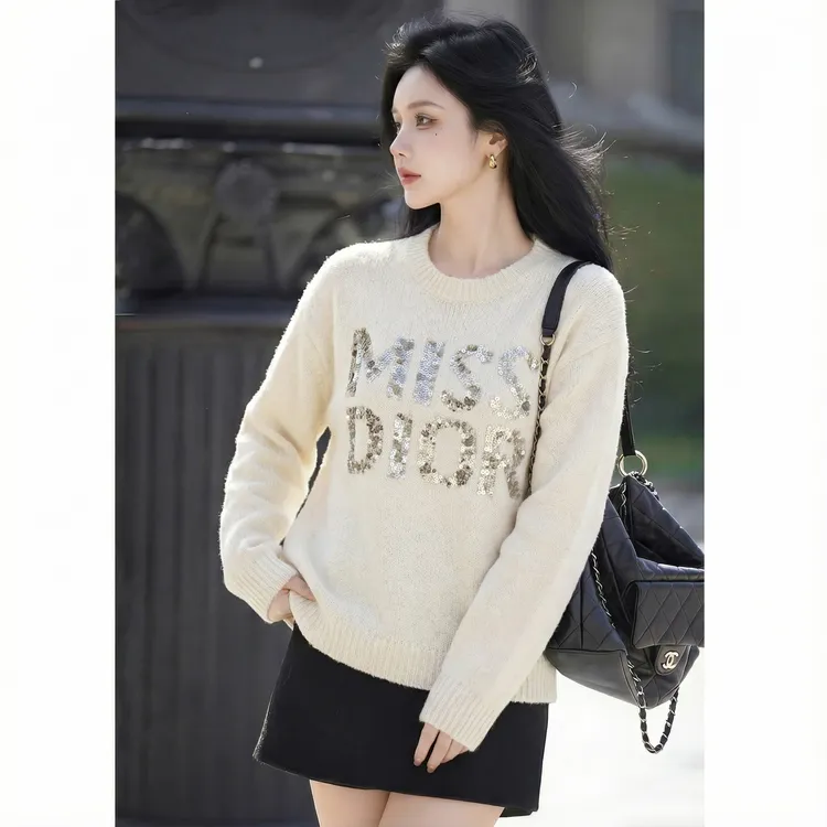 FANRUI/泛芮「呼吸光晕」羊毛亮片字母显瘦气质时尚针织毛衣B19637