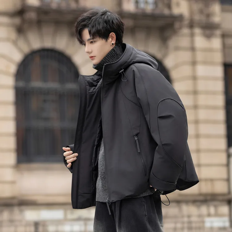 斯狄奈勒工装羽绒服外套男士保暖户外连帽白鸭绒韩版秋冬季上衣服