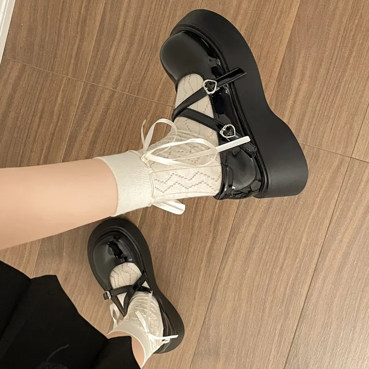 南在南方小个子增高厚底粗跟爱心玛丽珍鞋女2025春秋新款舒适单鞋