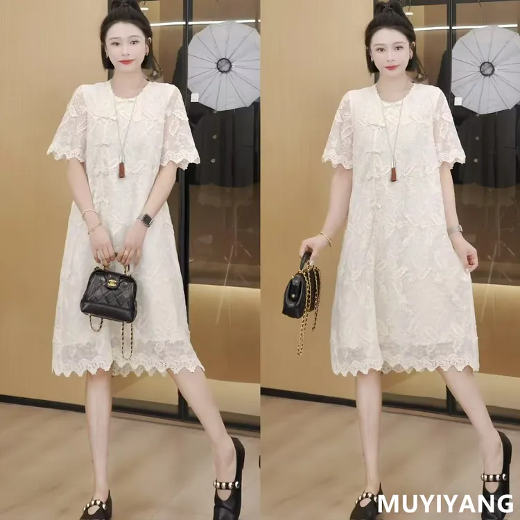 【云锦】独特超好看镂空刺绣花高定版连衣裙 裙长100 25-348#