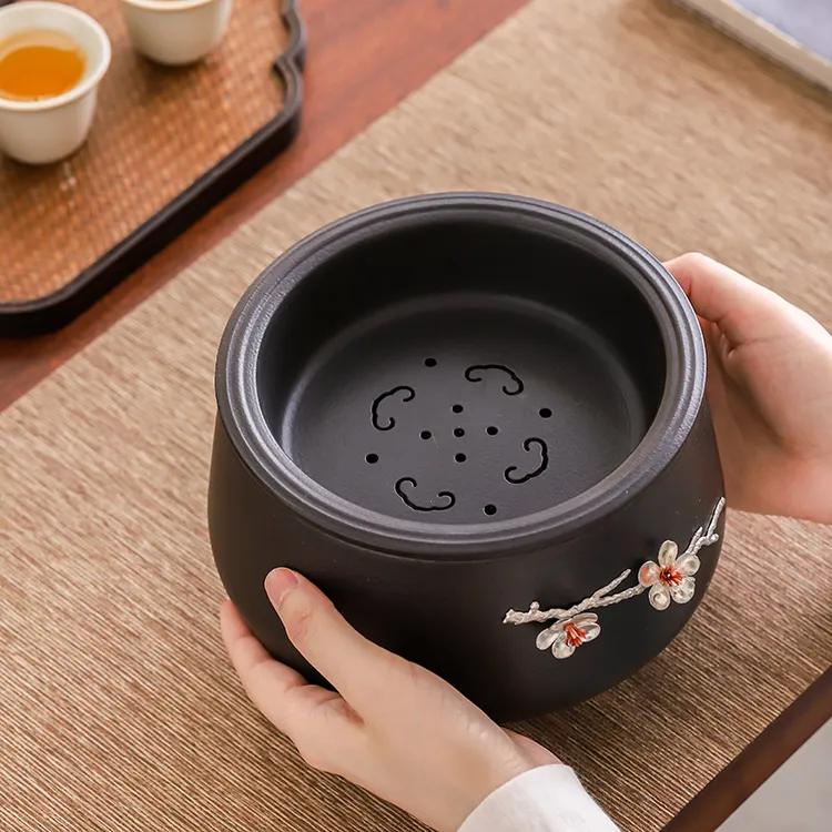 带盖茶洗茶渣缸陶瓷建水特大号水盂废水桶烟灰缸茶具配件茶水缸