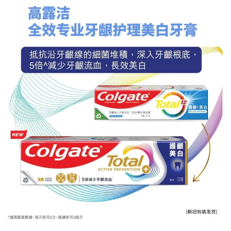 高露洁港版进口牙龈护理美白牙膏改善出血去黄渍防蛀清新口气110g