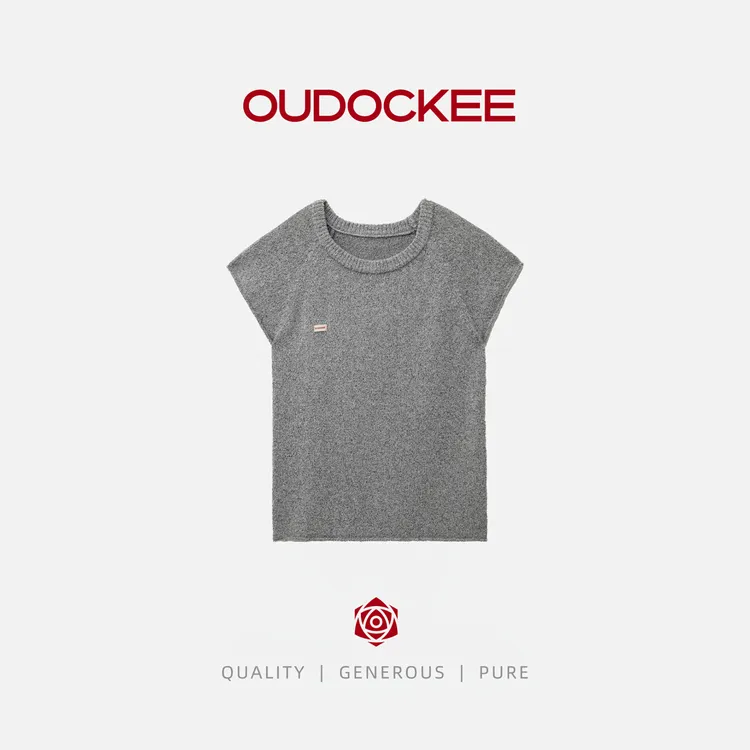 OUDOCKEE 鸥鸥【芝麻】纯色短袖上衣T恤时尚设计款 M2502F216T