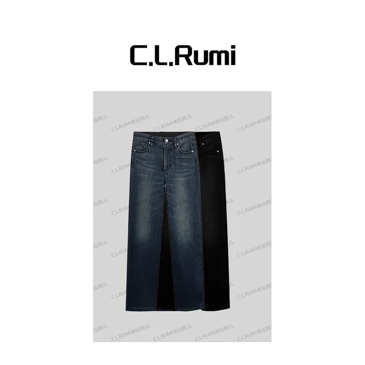 【Rumi精选】中古擦色“小太阳”直筒加绒加厚牛仔裤6238kz