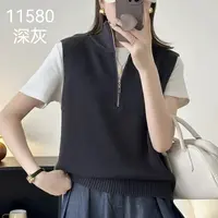11580（部分无水洗唛，介意慎拍）WANGDAN新款领口半拉链针织马夹
