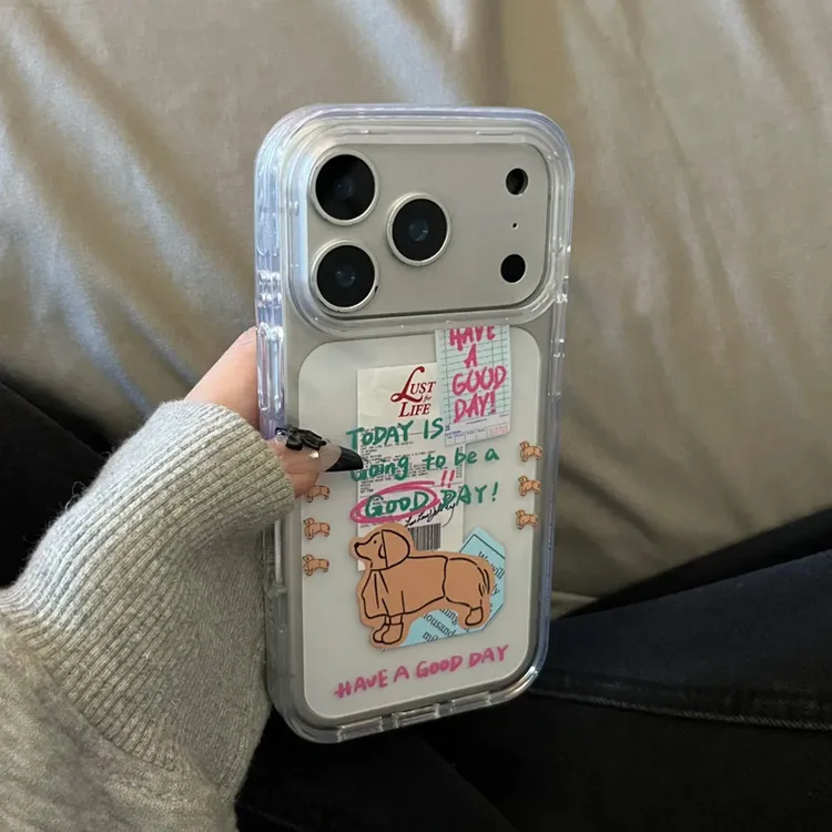 BANCA英文涂鸦狗狗适用iPhone17/16手机壳华为P70vivo小米oppo