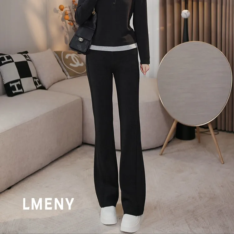 LMENY“星空腿精裤”星空细闪~醋酸羊毛加绒鱼骨线微喇裤25DK014