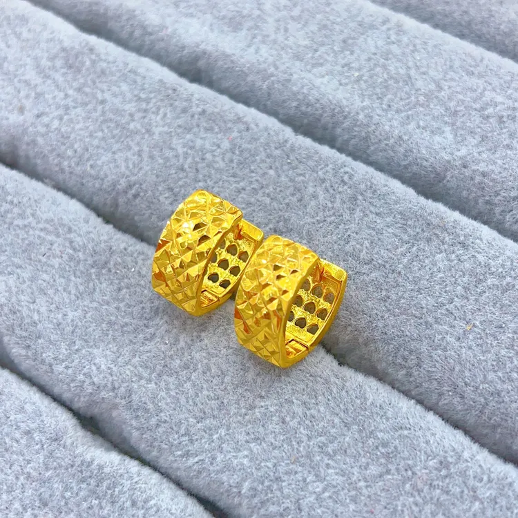 铜合金耳饰 阿热发新款时尚百搭甜美超美金色耳环女款精美黄色