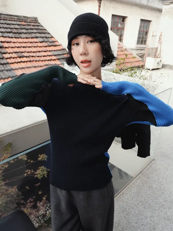 TT设计师【流星舞会】复古感高级感时尚贴身绵羊毛针织衫TT191657