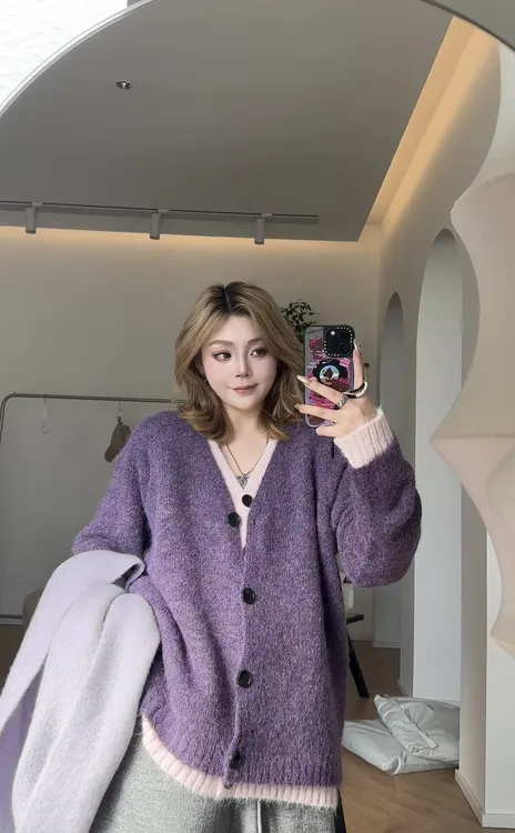 【FANFAN】北海道初雪-大码秋假两件羊毛慵懒氛围百搭宽松毛衣F0055