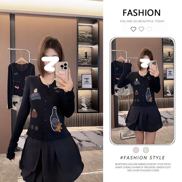 韩系氛围感穿搭针织开衫女秋季新款设计感小众洋气时尚百搭上衣潮