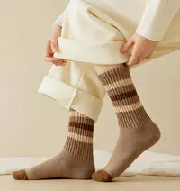 超厚保暖绵羊毛袜子毛巾女秋冬加厚中筒恐怖长袜0272中筒袜