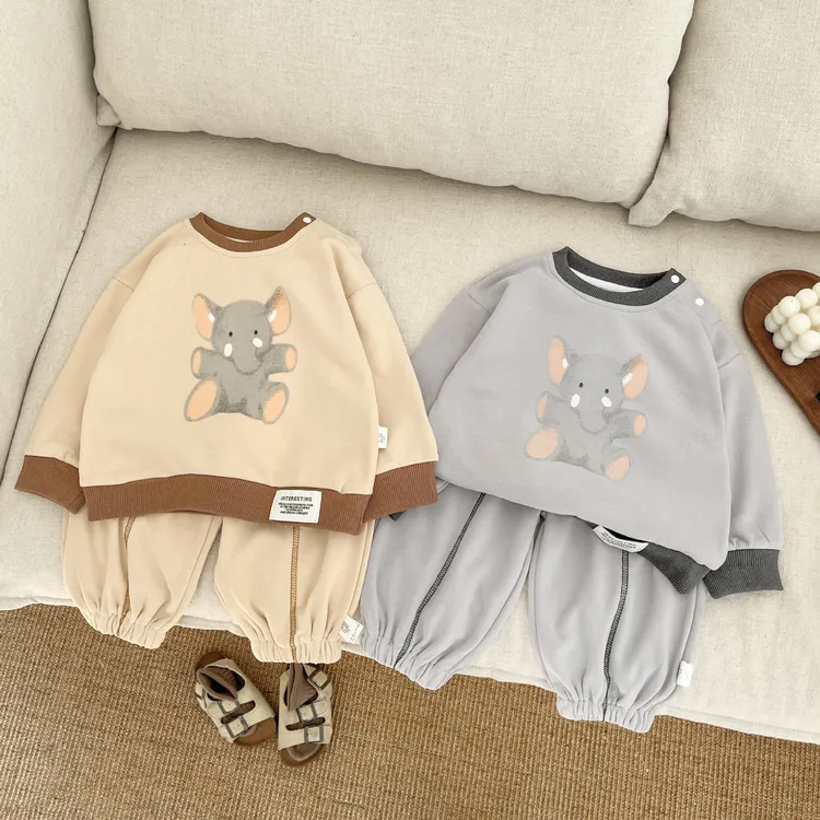 婴幼儿春装卫衣卫裤两件套男童春秋款休闲套装洋气女宝宝卡通衣服