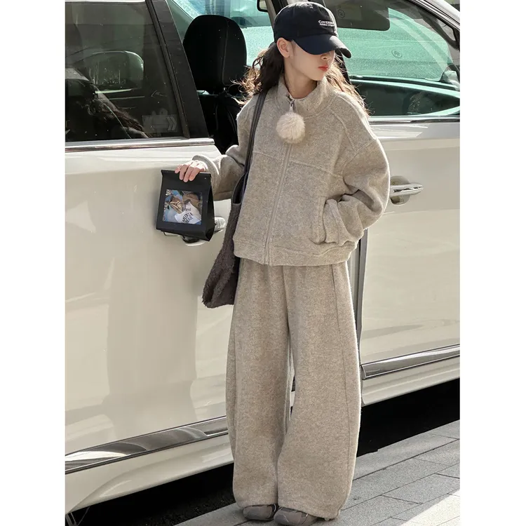 K30378孙小美高级感女童毛呢套装秋冬装儿童加绒加厚外套两件套