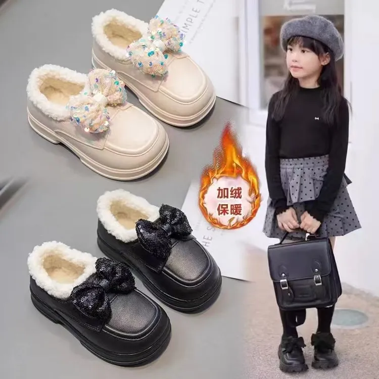 2025新款冬季女童棉鞋亲子大棉鞋洋气百搭大棉保暖公主软底防滑绒
