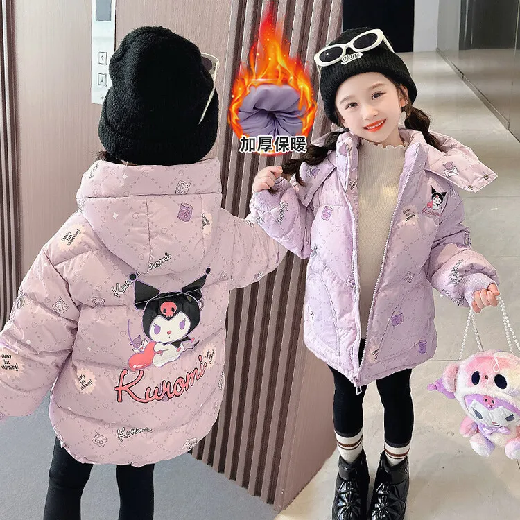 库洛米棉服女童冬装2025新款洋气时髦冬季中长款加厚外套新款棉衣