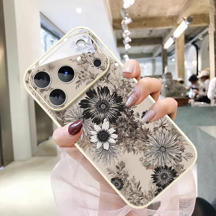【进口全彩玻璃】墨花粉境适用苹果17promax手机壳iphone17pro新款