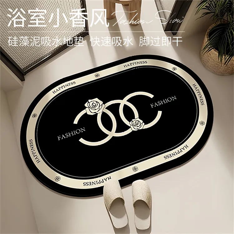 小香风硅藻泥浴室地垫家用卫生间门口吸水防滑速干耐磨脚垫