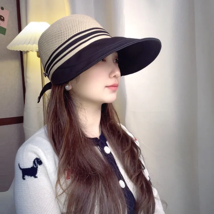 防晒帽子女夏季大檐空顶度假沙滩遮脸渔夫帽防紫外线太阳帽遮阳帽