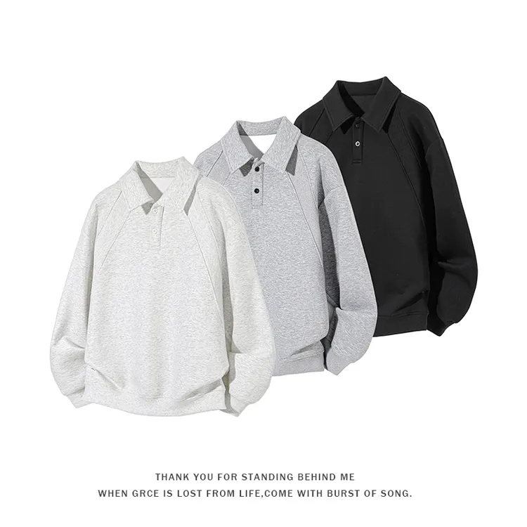 稻草人大码男士POLO衫秋季设计感卫衣潮流简约休闲cleanfit上衣