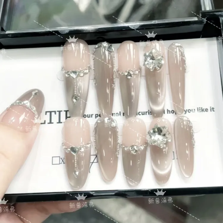 【苍山赴雪】纯手工穿戴甲美甲贴片可拆卸指甲贴片10片装