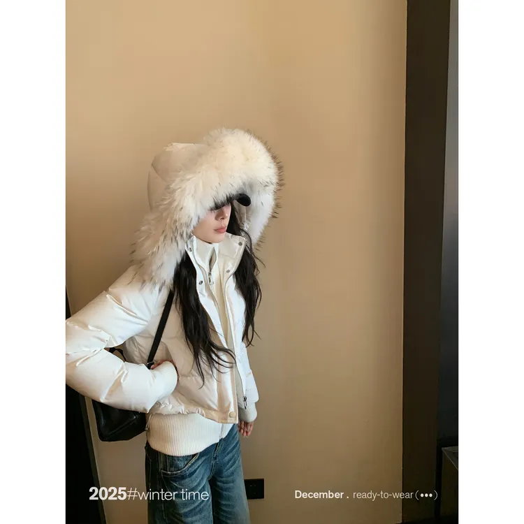 SUNONEONE12.23 20:00 雪霜雾凇 90白鸭绒子毛领针织拼接H1673W