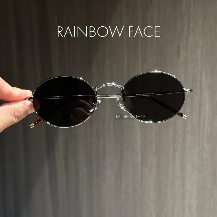 银色圆框高清老钱风偏光太阳墨镜时尚前沿潮流风可配近视度数墨镜